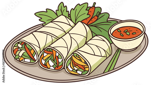 Delicious fresh spring rolls recipe with dipping sauce and vegetable ingredients for healthy eating ideas