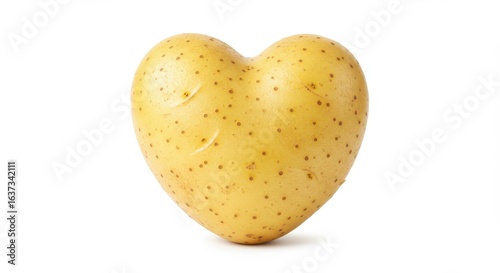 Heart Shaped Potato Symbol of Love and Healthy Eating Concepts Isolated on White Background Representing Vegetarianism and Agriculture