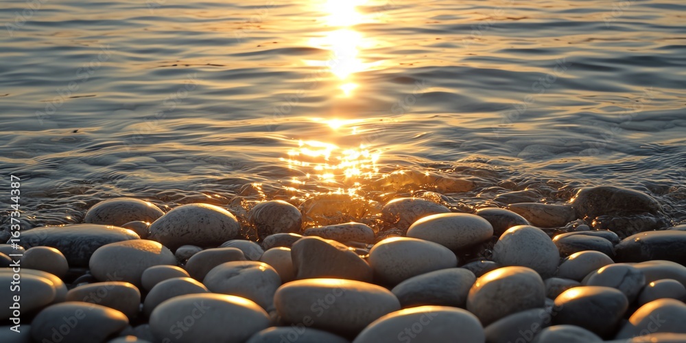Fototapeta premium Sea Pebbles at Sunset