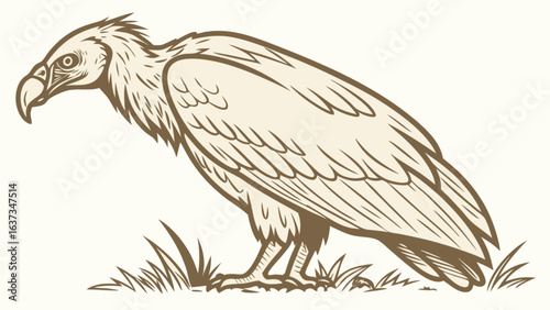 Vulture drawing illustration vector art scavenger bird of prey wildlife animal nature avian species outline