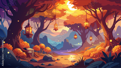 pumpkin and halloween in the forest