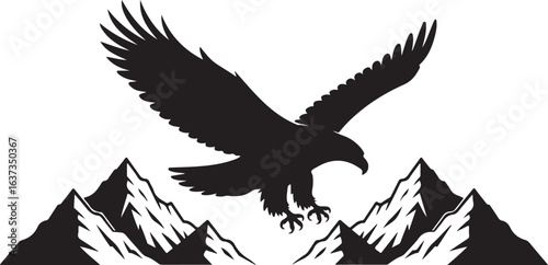 Eagle Soaring Over Mountain Peaks
