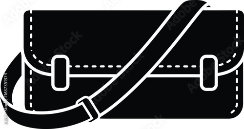 Silhouette of a black messenger bag, a stylish and functional accessory for carrying essentials, suitable for work, school, travel and everyday use