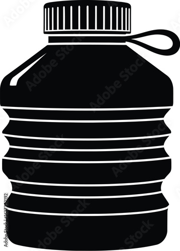 Silhouette of collapsible water bottle, a portable and reusable container for travel, sports and outdoor activities, offering a convenient and ecofriendly hydration solution