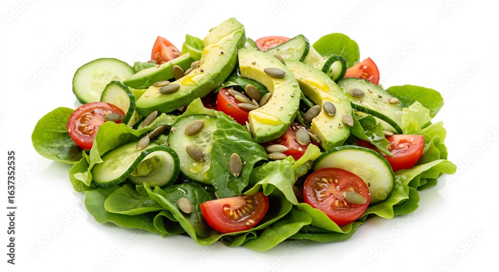 Frischer Avocadosalat leuchtet hell gesunde Zutaten vielfaltige Gemusekombination. AI Generated Frischer Avocadosalat leuchtet hell gesunde Zutaten vielfaltige Gemusekombination. AI Generated