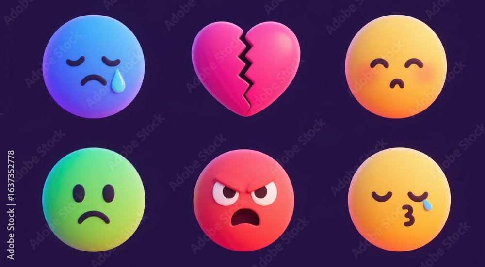 Fototapeta premium A fun vector set of happy Easter eggs with various facial expressions and smile icons