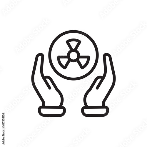 Nuclear outline icons, minimalist vector illustration ,simple transparent graphic element .Isolated on white background