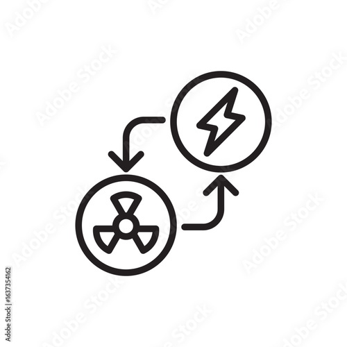 Nuclear energy outline icons, minimalist vector illustration ,simple transparent graphic element .Isolated on white background