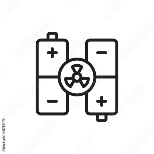 Nuclear battery outline icons, minimalist vector illustration ,simple transparent graphic element .Isolated on white background