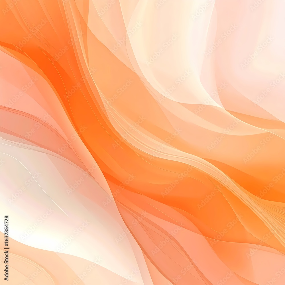 Obraz premium 따뜻한 주황색과 베이지색 톤의 부드러운 추상 곡선 웨이브 배경
