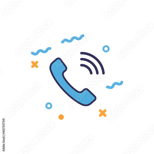 Free Download Blue Telephone Call Icon with Sound Waves for Communication and Contact Support Concepts - GFXLoad