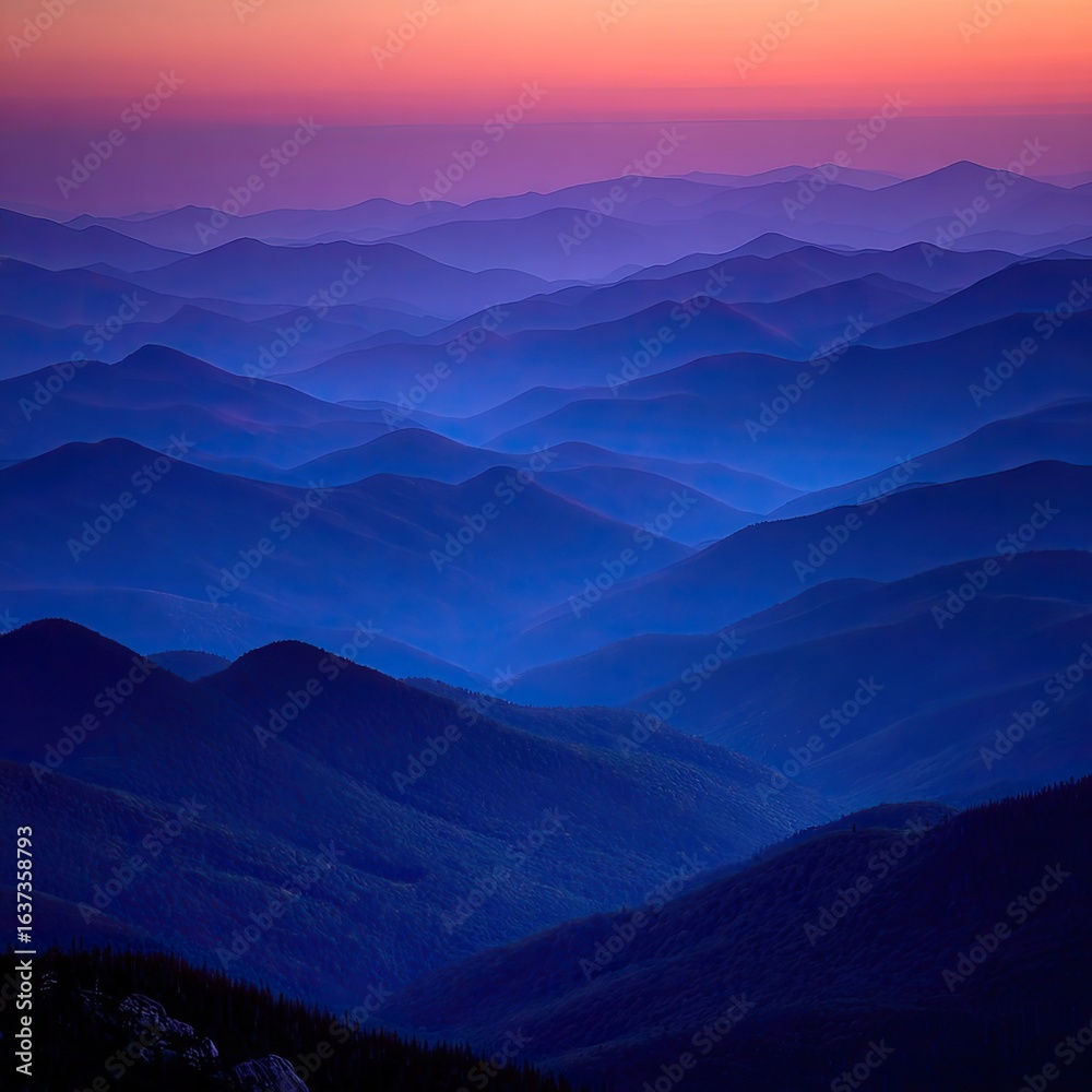 Fototapeta premium Blue Mountain Range Sunset