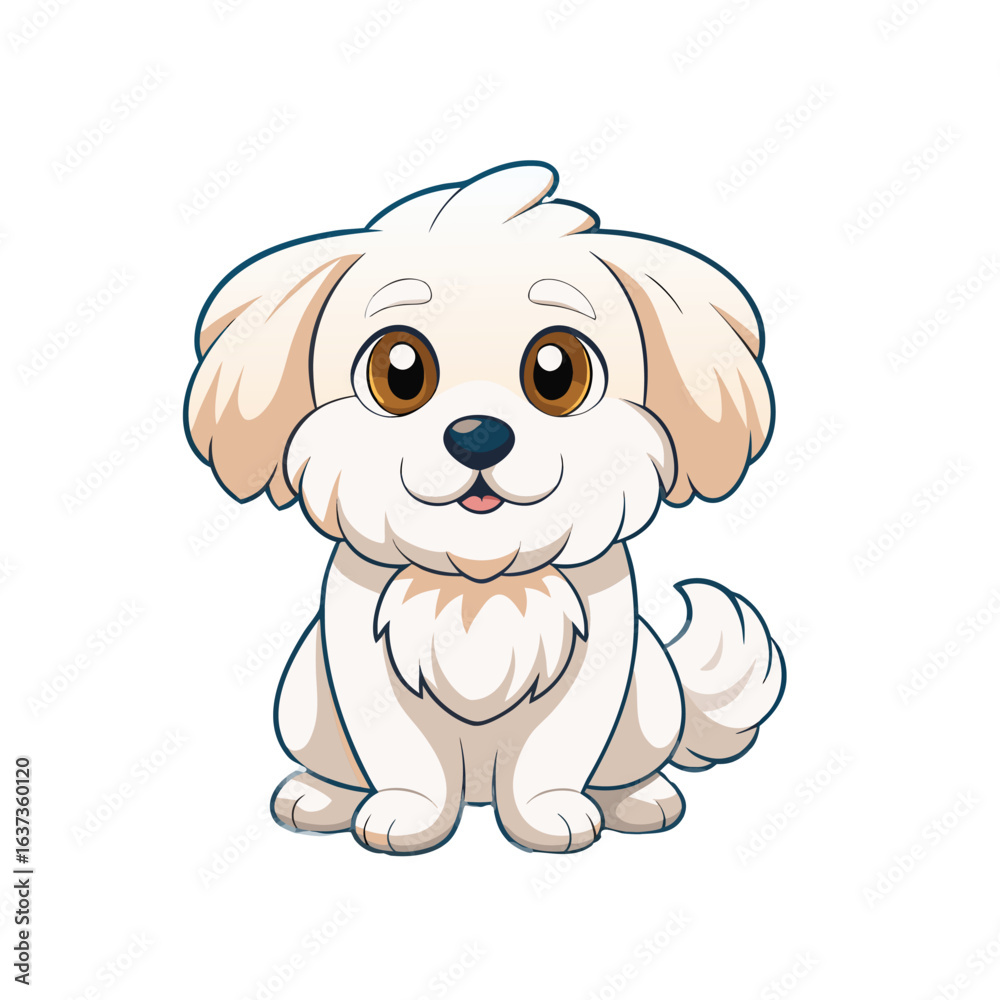 Fototapeta premium Vector icon of maltese dog animal chibi cartoon style isolated on white background, a cartoon illustration 