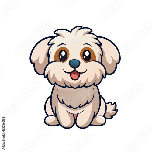 Maltese dog animal chibi cartoon style isolated background illustration, a cartoon illustration 