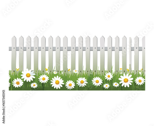 White Picket Fence with a Flower Bed