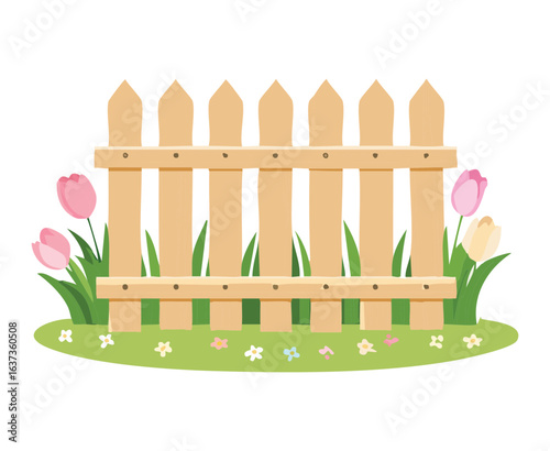 Garden Border with Flowers in a Row