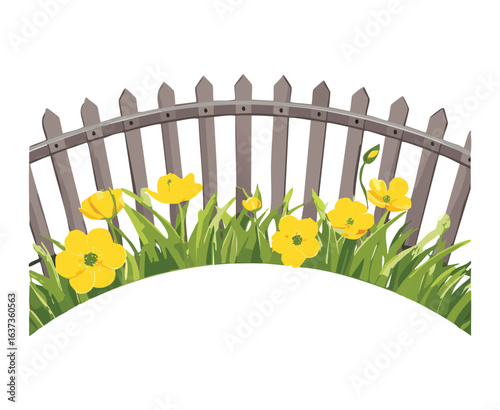 Curved Garden Border with a Colorful Flower Bed
