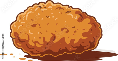 Vector art of a fried chicken nugget, featuring a crispy exterior and a warm golden brown hue