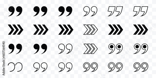 Collection of Various Quote Marks and Arrows for Design and Typography Projects A Diverse Set of Graphic Elements