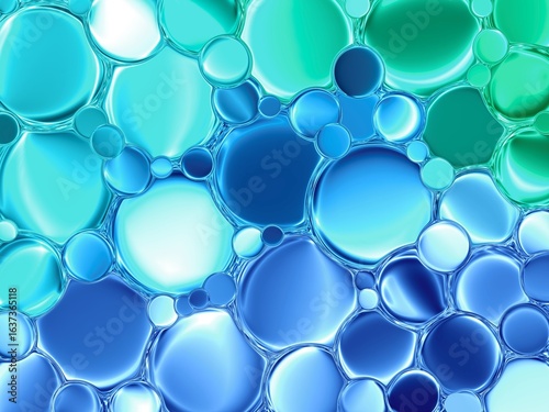 Wallpaper Mural Dynamic blue and aqua abstract bubble texture with glossy, liquid-like spheres. Perfect for backgrounds, design projects, digital art, and modern patterns in creative and commercial uses. Torontodigital.ca