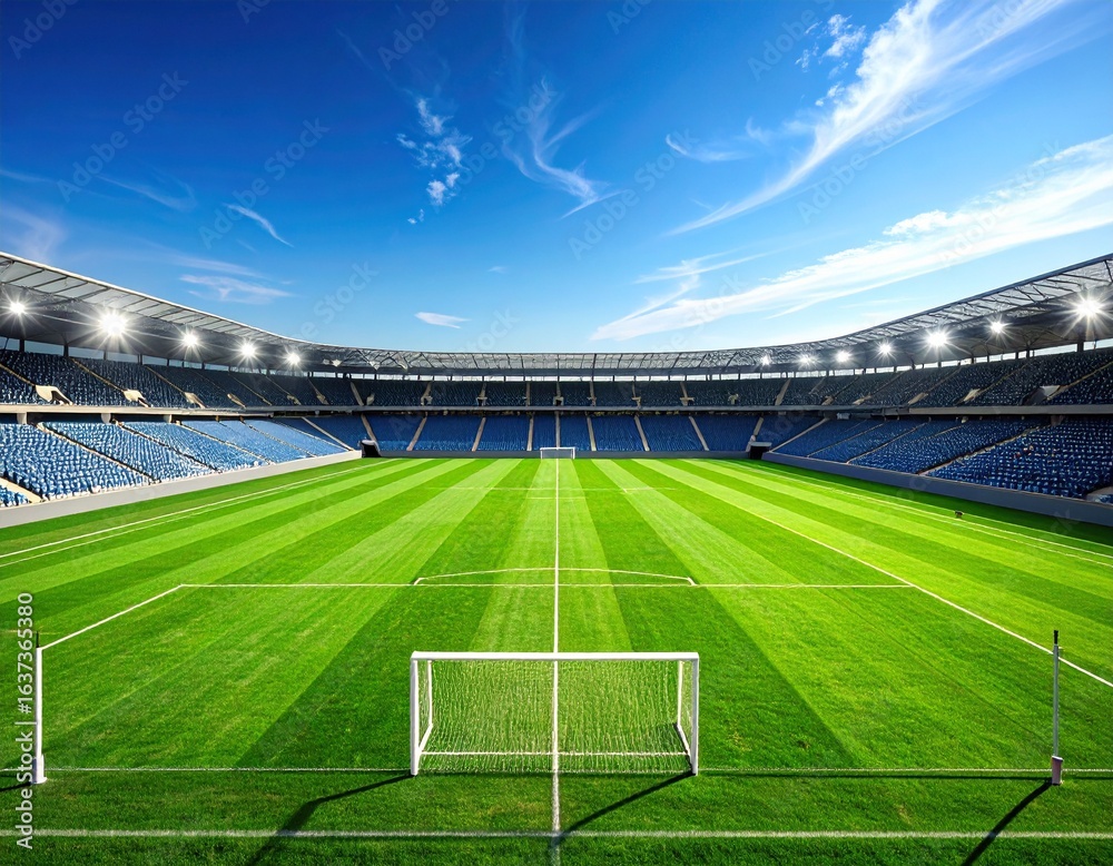 Fototapeta premium Empty Soccer Stadium Aerial View Daytime
