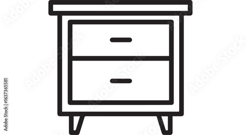 Modern nightstand illustration offers clean design for home decor projects, furniture catalogs, interior design plans, or contemporary living spaces