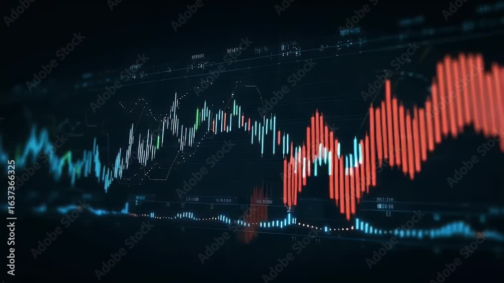 Modern wallpaper, dark background with a stock market candlestick chart ...