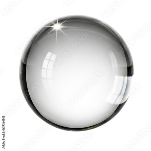 Clear glass sphere isolated on transparent background