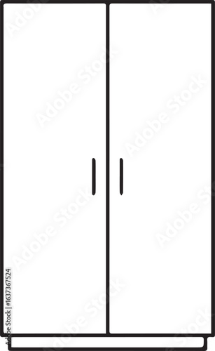 Modern minimalist storage cabinet with double doors, perfect for organization and decluttering any space in homes or businesses, from scalable vector graphics