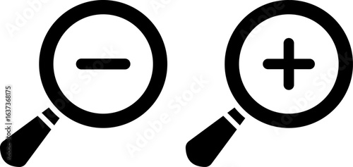  zoom in and out scale. loupe with check mark sign. Plus and minus zoom tool symbols. Searching success icon.  Magnifying glass for research
