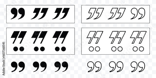 Diverse Collection of Quotation Marks and Double Prime Symbols Depicting Typography and Language Concepts