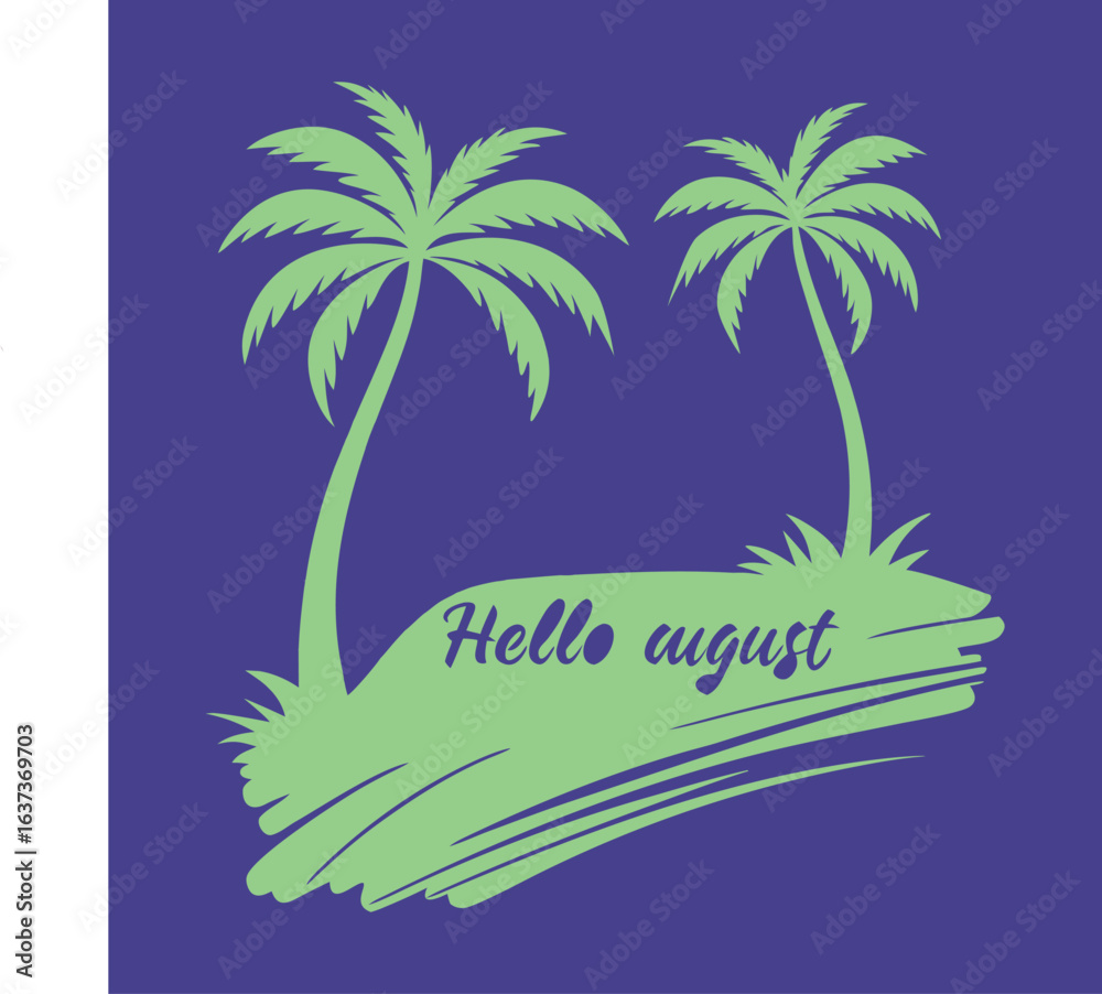 Naklejka premium Vector tropical summer landscape with palm trees on a sandy beach