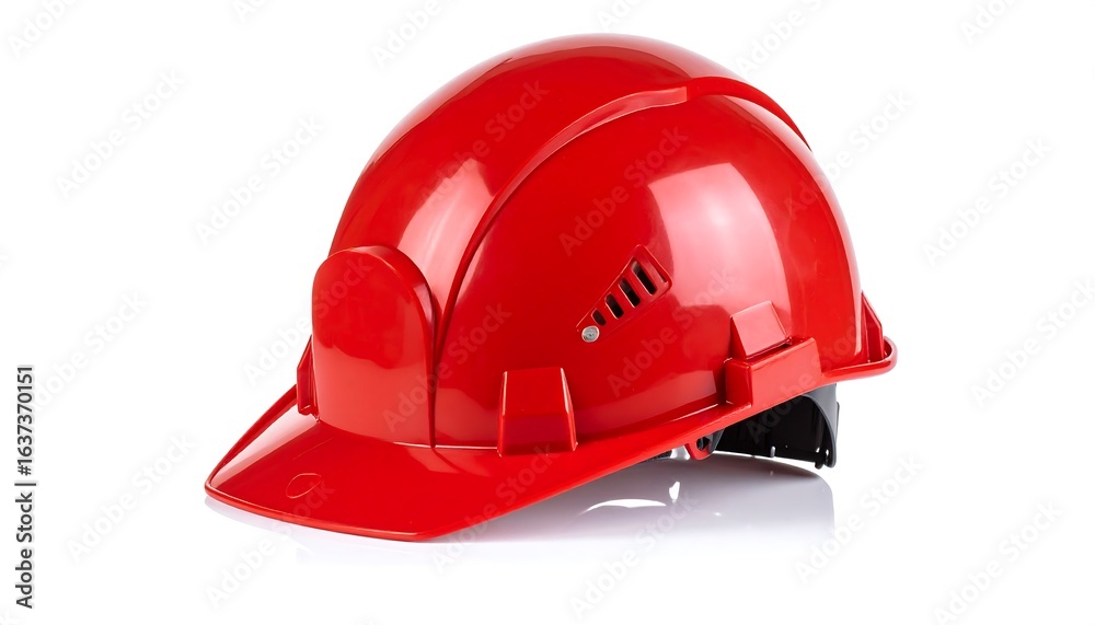 Fototapeta premium Red safety helmet on white background