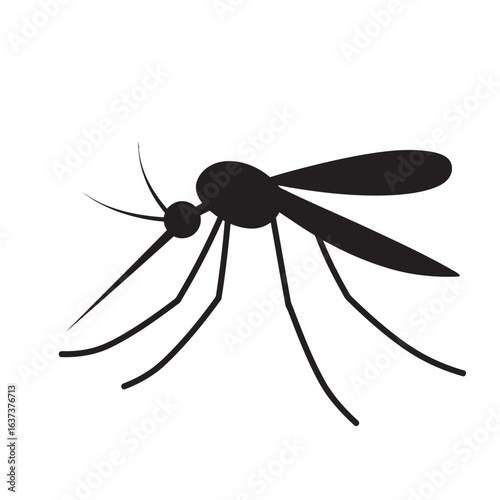 silhouette image of a mosquito with a transparent background