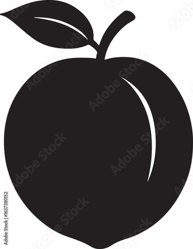 Nectarine fruit silhouette, perfect for fresh designs, healthy themes, and creative botanical artwork.