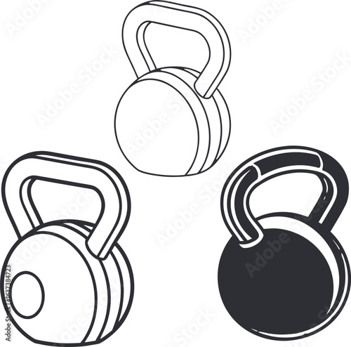 Minimalist Vector Illustration of a Kettlebell Icon.