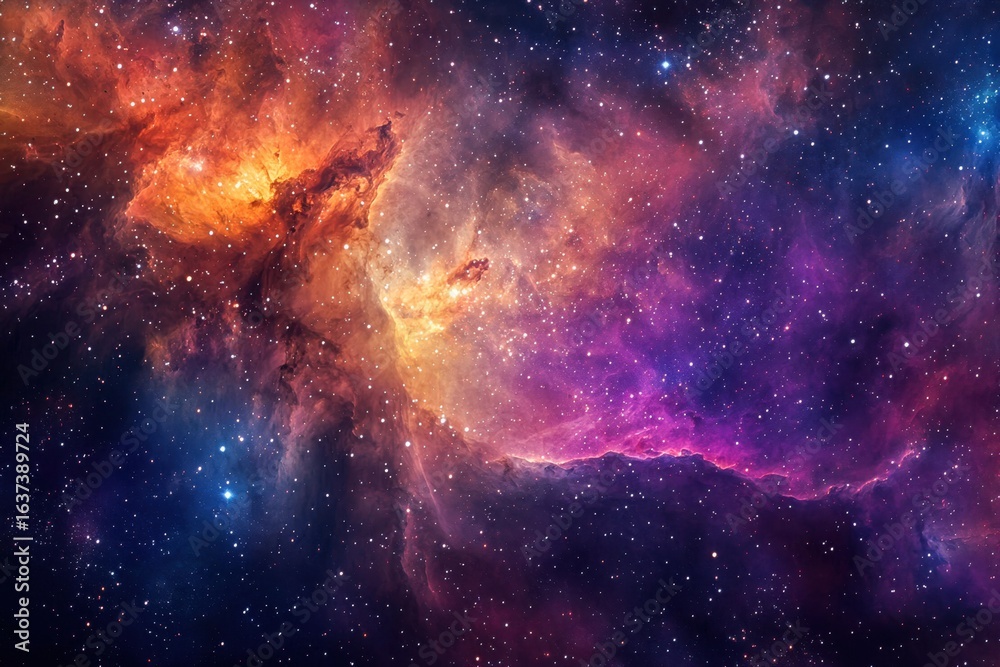 Obraz premium Outer space scene with colorful gas clouds