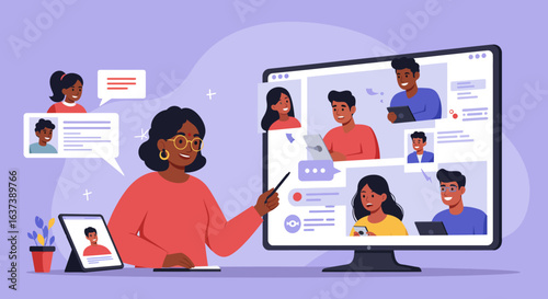 Online Meeting with Diverse Participants on a Large Computer Screen