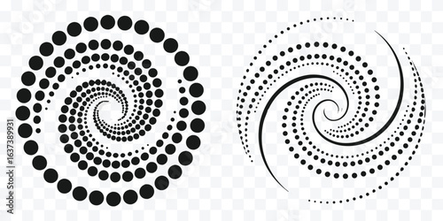 Two Swirling Vortexes with Halftone Dot Patterns Create a Hypnotic Abstract Background Design Element for Modern Digital Art