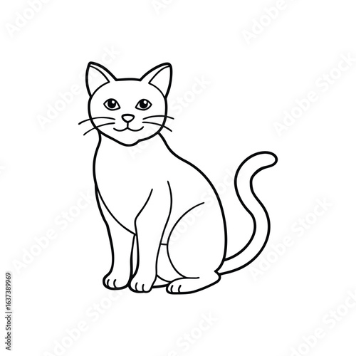 Abstract Cat Outline Minimal Art, Cat line art vector, Cute Cat Outline Vector Design