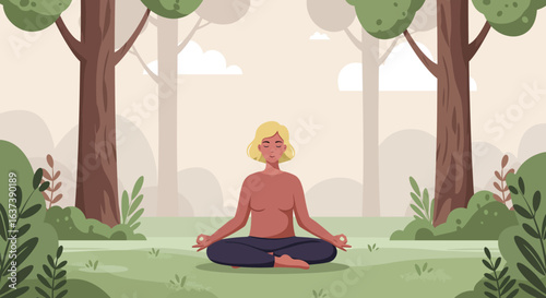 Woman Meditating in Nature, Achieving Inner Peace and Mindfulness