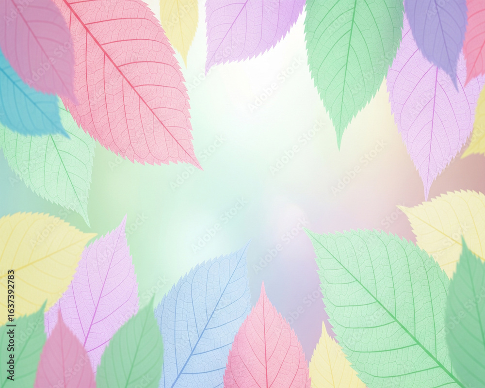 Obraz premium Soft pastel-toned leaf illustration with gentle colors.