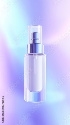 Elegant perfume bottle with pastel background