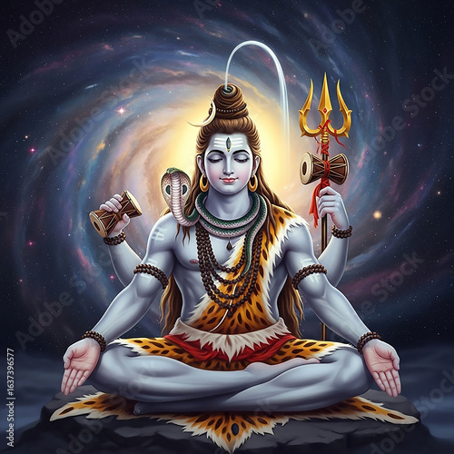 Four-armed Lord Shiva medit...