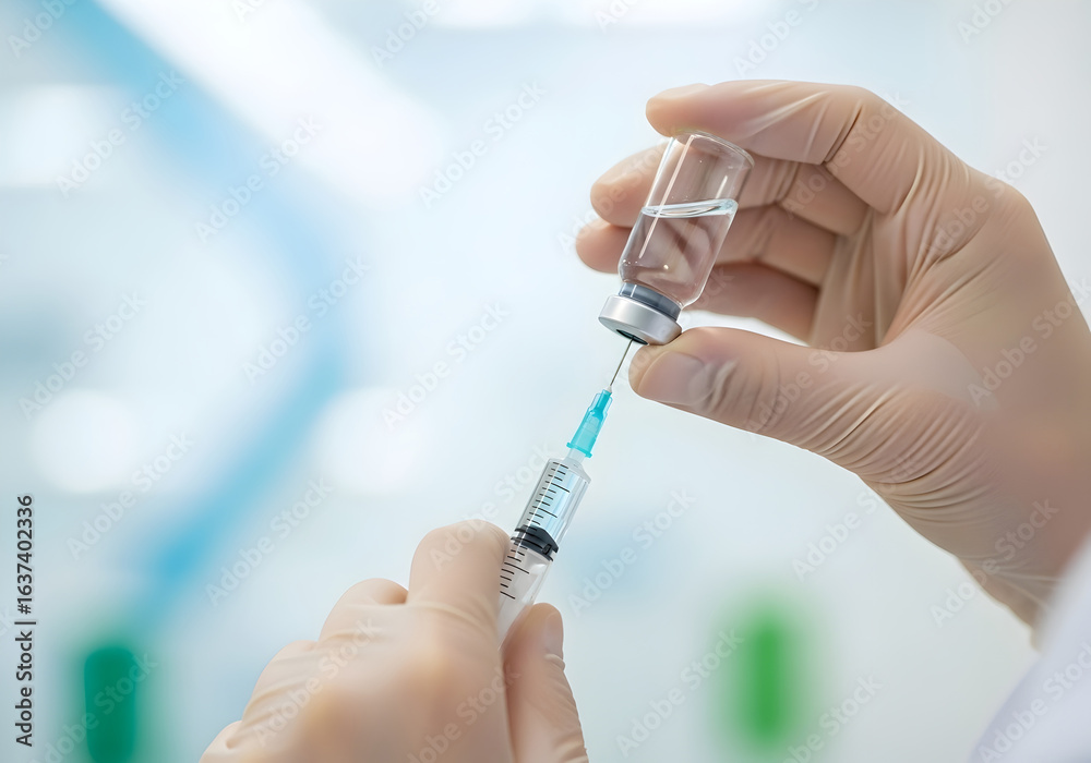 Medical Professional Preparing Vaccine Dose in Sterile Environment, Healthcare Concept Medical Professional Preparing Vaccine Dose in Sterile Environment, Healthcare Concept