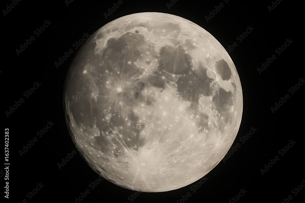 Obraz premium Full Moon with Detailed Craters Against a Dark Background