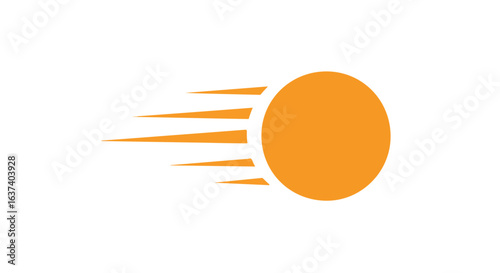 An orange circle moving quickly, leaving speed trails. Motion and dynamic feel