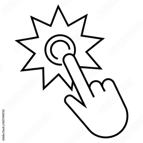 black hand pressing button icon clip art preview