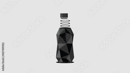 Striking geometric black vape pen design disassembled with spring and cap, showcasing modern technology and sleek industrial style for vaping enthusiasts