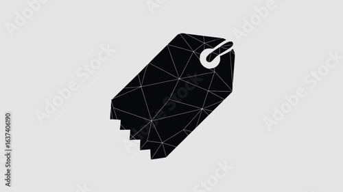 Striking geometric black tag design offers modern branding potential and visual appeal for marketing campaigns